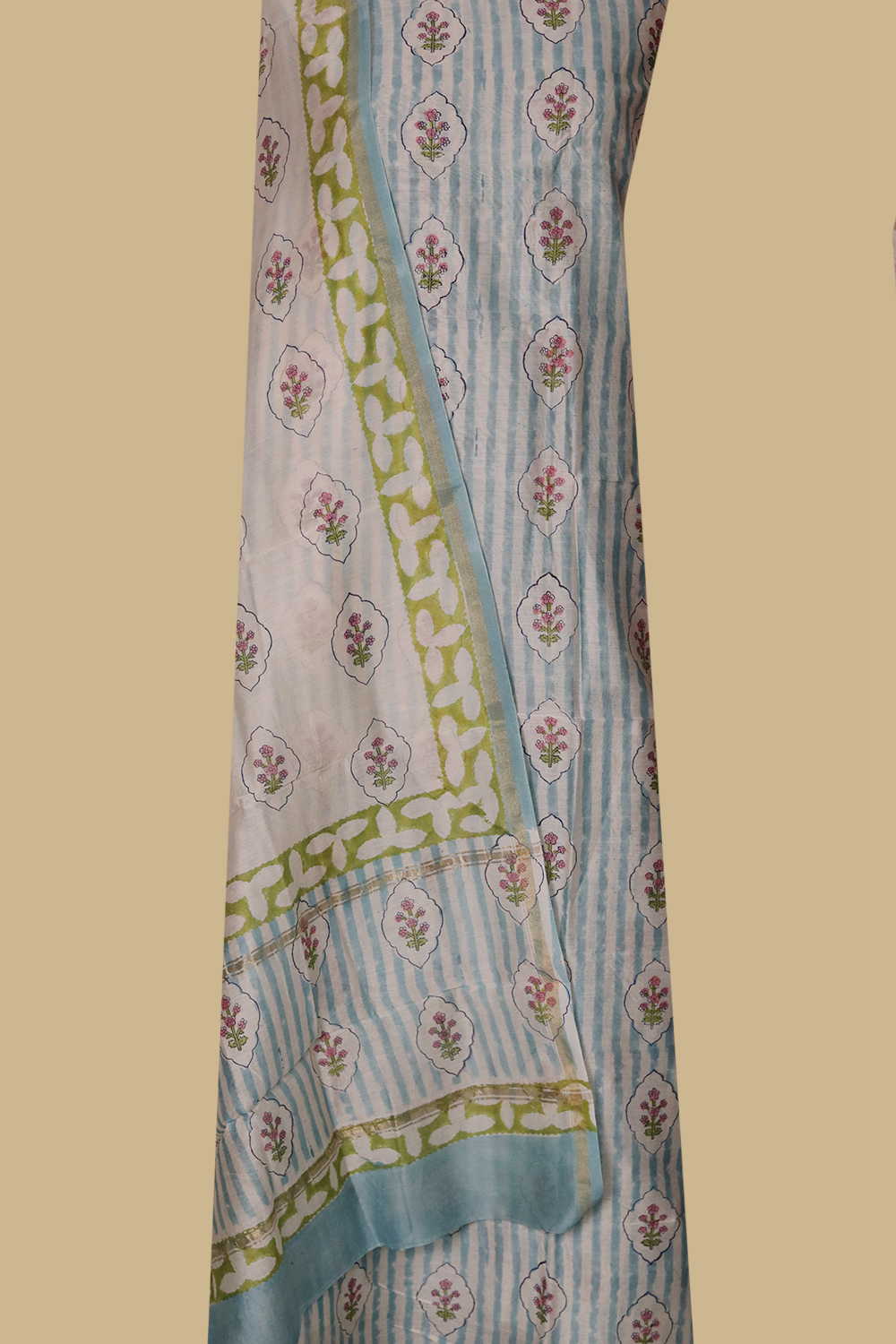 Flower Motif Chanderi Silk Cotton Suit