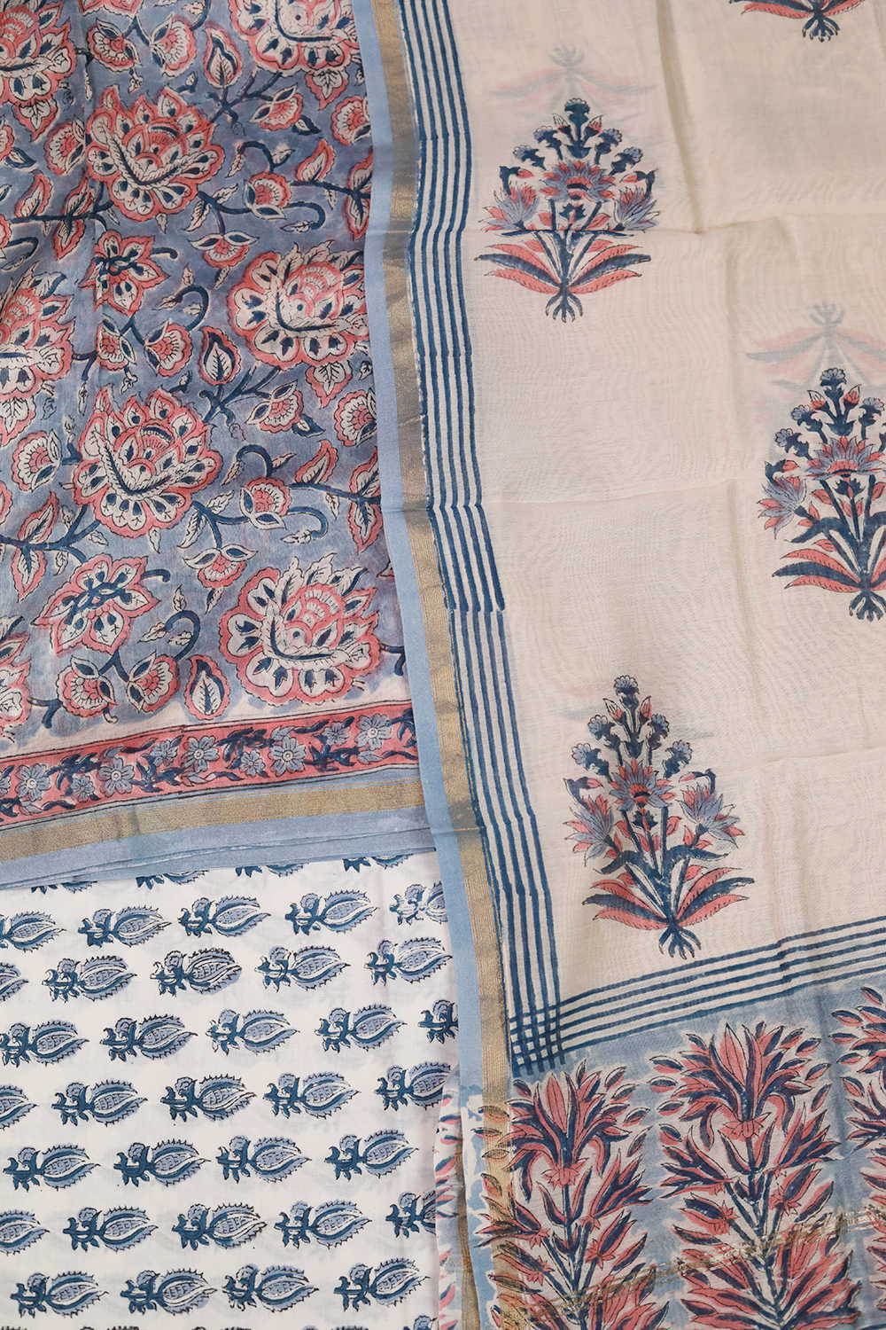 Bloom Pattern Chanderi Silk Cotton Suit