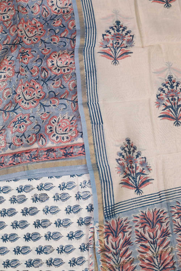 Bloom Pattern Chanderi Silk Cotton Suit