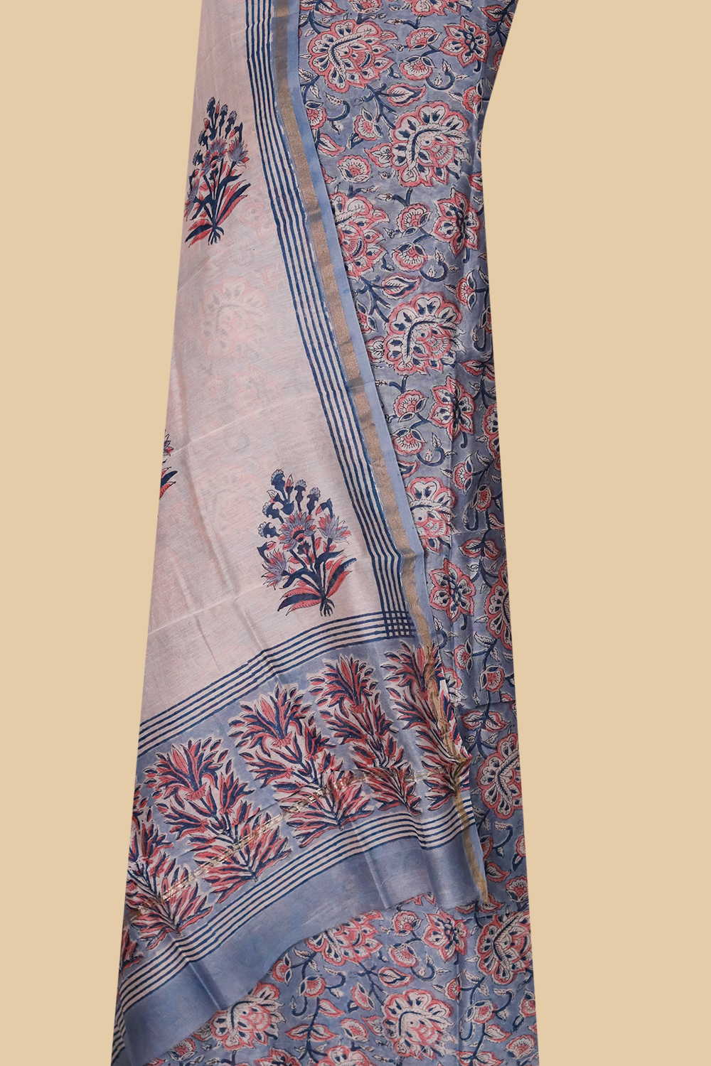 Bloom Pattern Chanderi Silk Cotton Suit