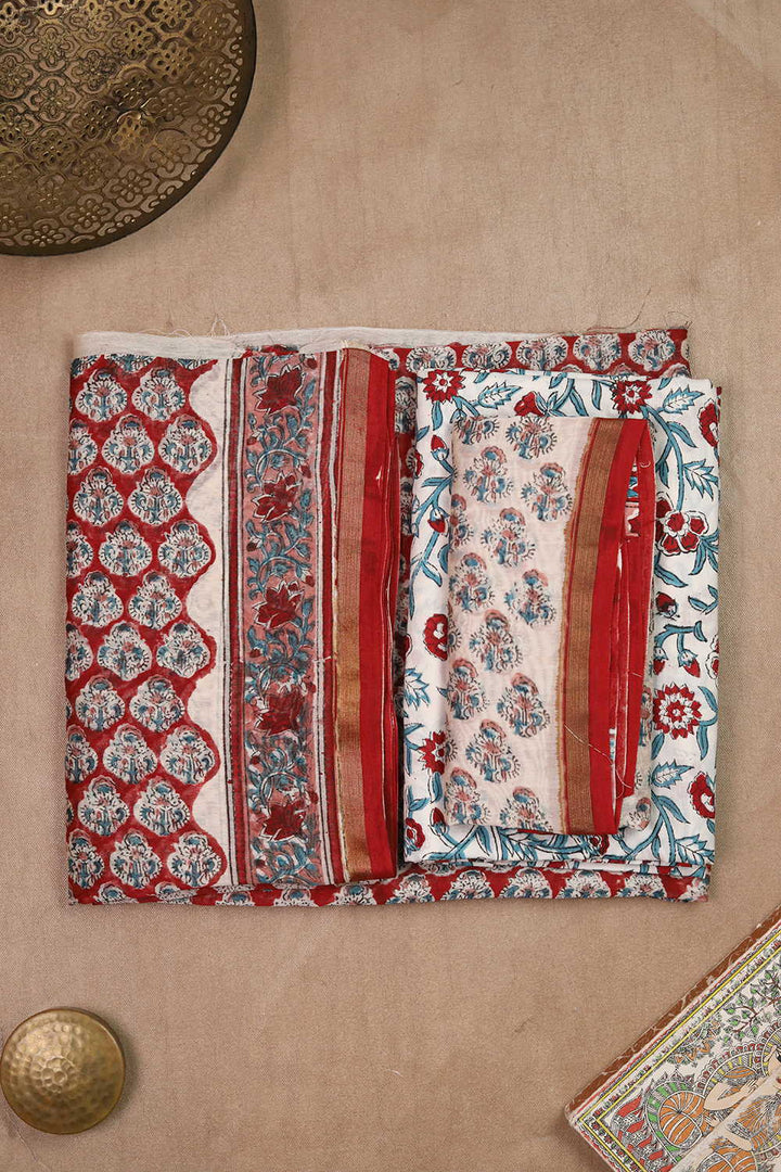Candy Red Chanderi Silk Cotton Suit