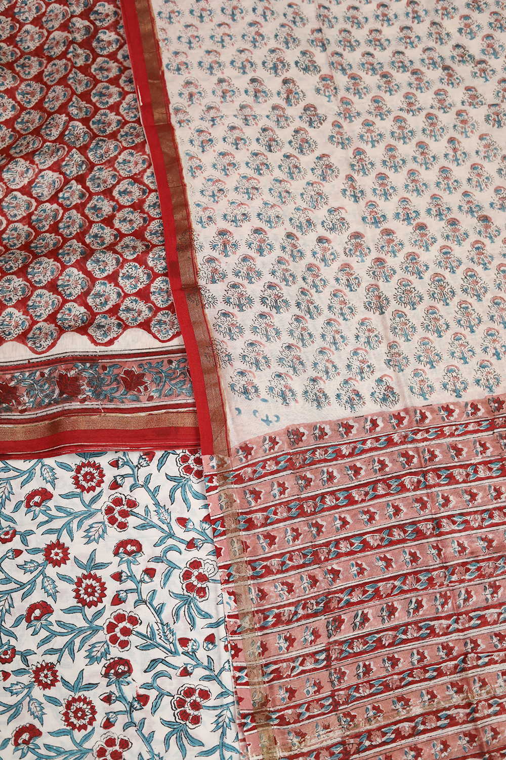 Candy Red Chanderi Silk Cotton Suit