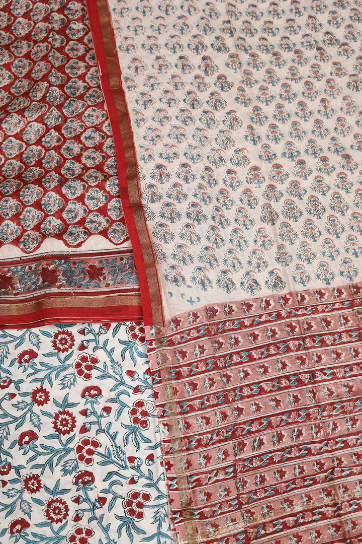 Candy Red Chanderi Silk Cotton Suit