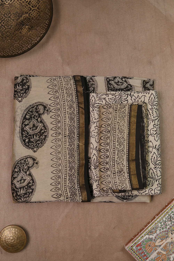 Pailey Butta - Cream Chanderi Silk Cotton Suit