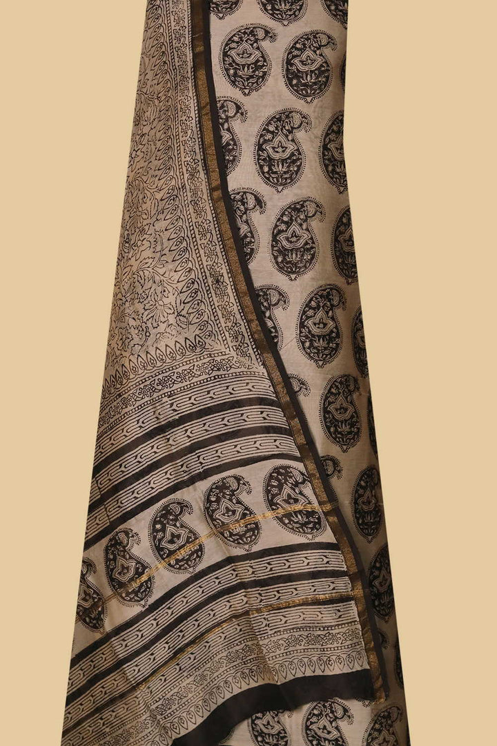 Pailey Butta - Cream Chanderi Silk Cotton Suit