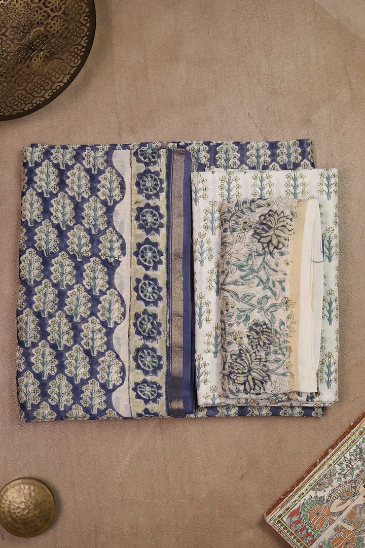 Little Butta on Blue Chanderi Silk Cotton Suit