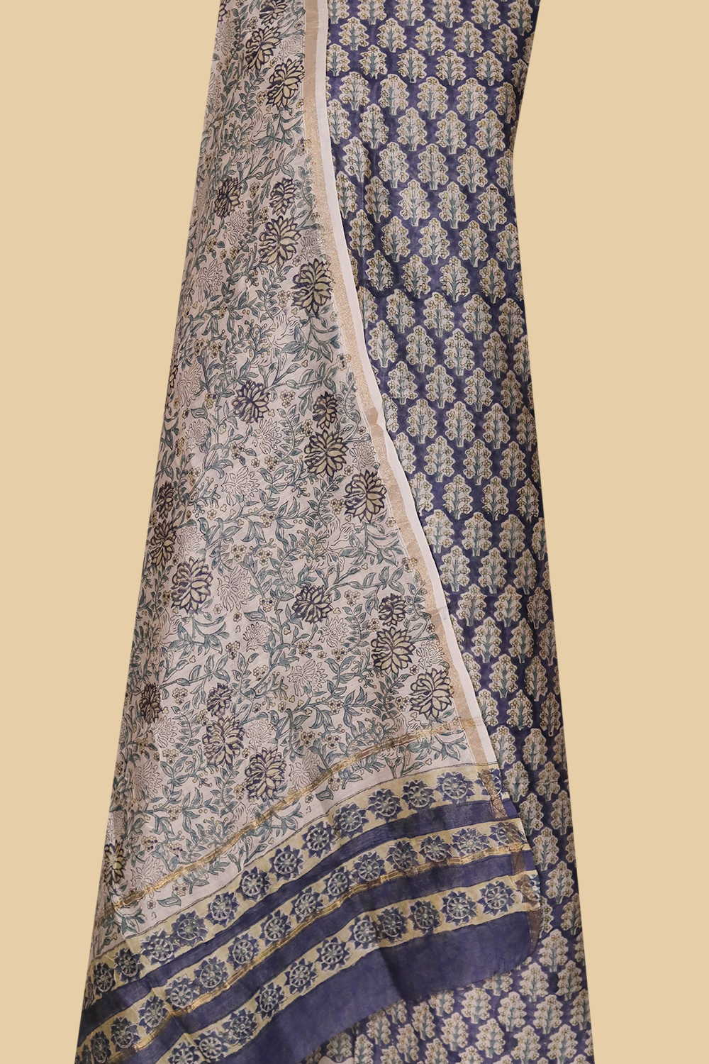 Little Butta on Blue Chanderi Silk Cotton Suit