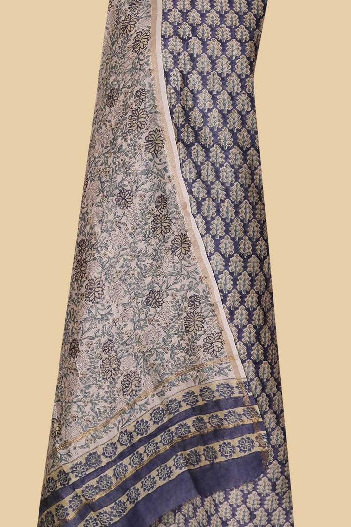 Little Butta on Blue Chanderi Silk Cotton Suit