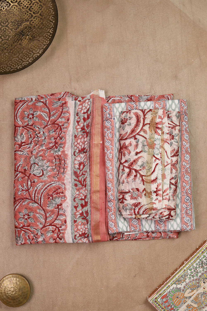 Botanical Motif Chanderi Silk Cotton Suit