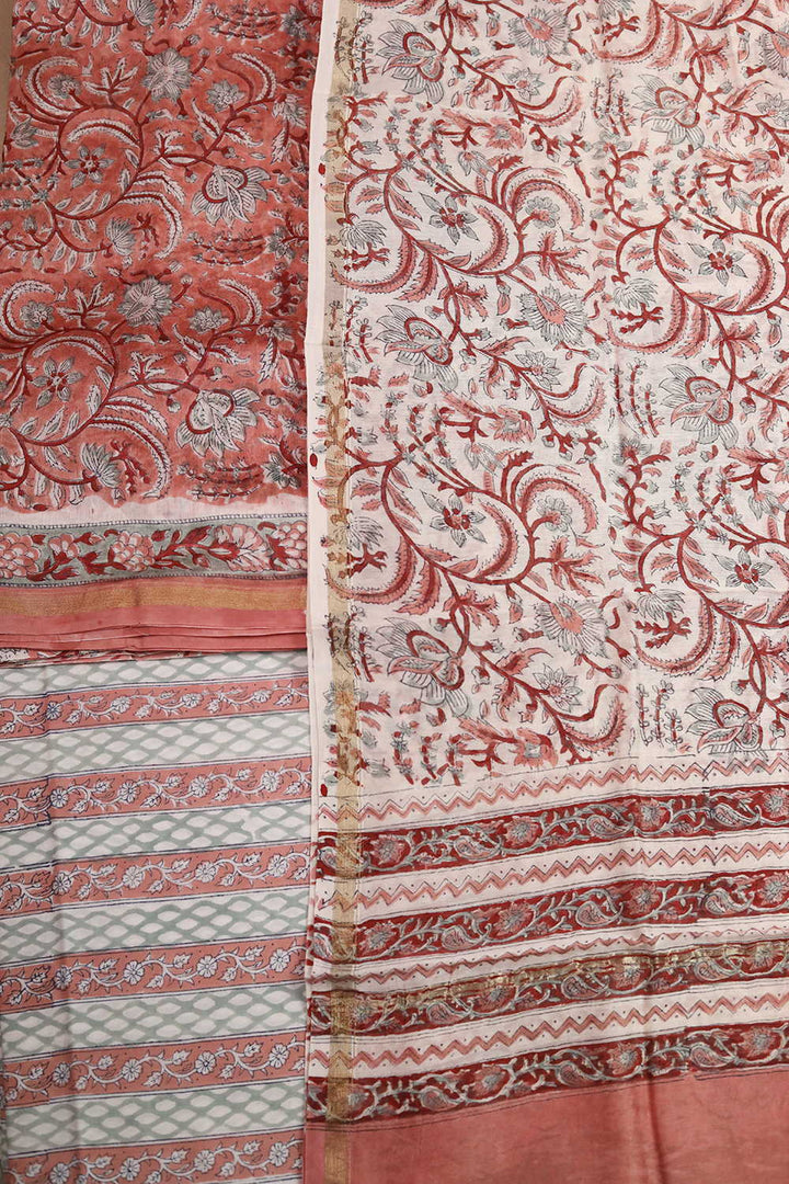 Botanical Motif Chanderi Silk Cotton Suit