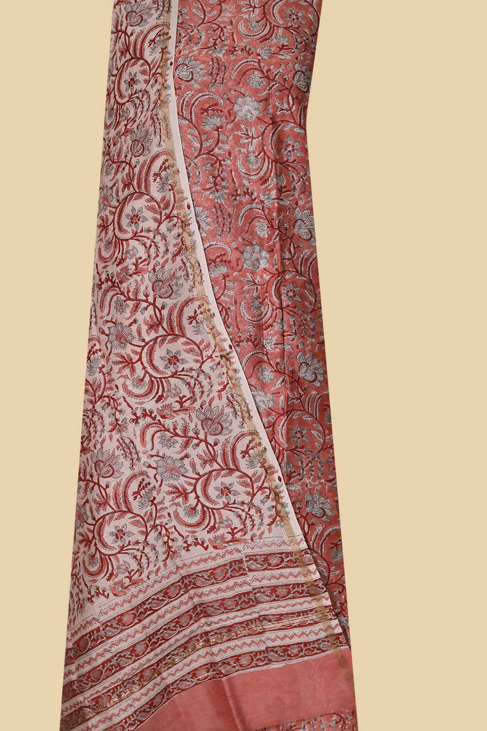 Botanical Motif Chanderi Silk Cotton Suit