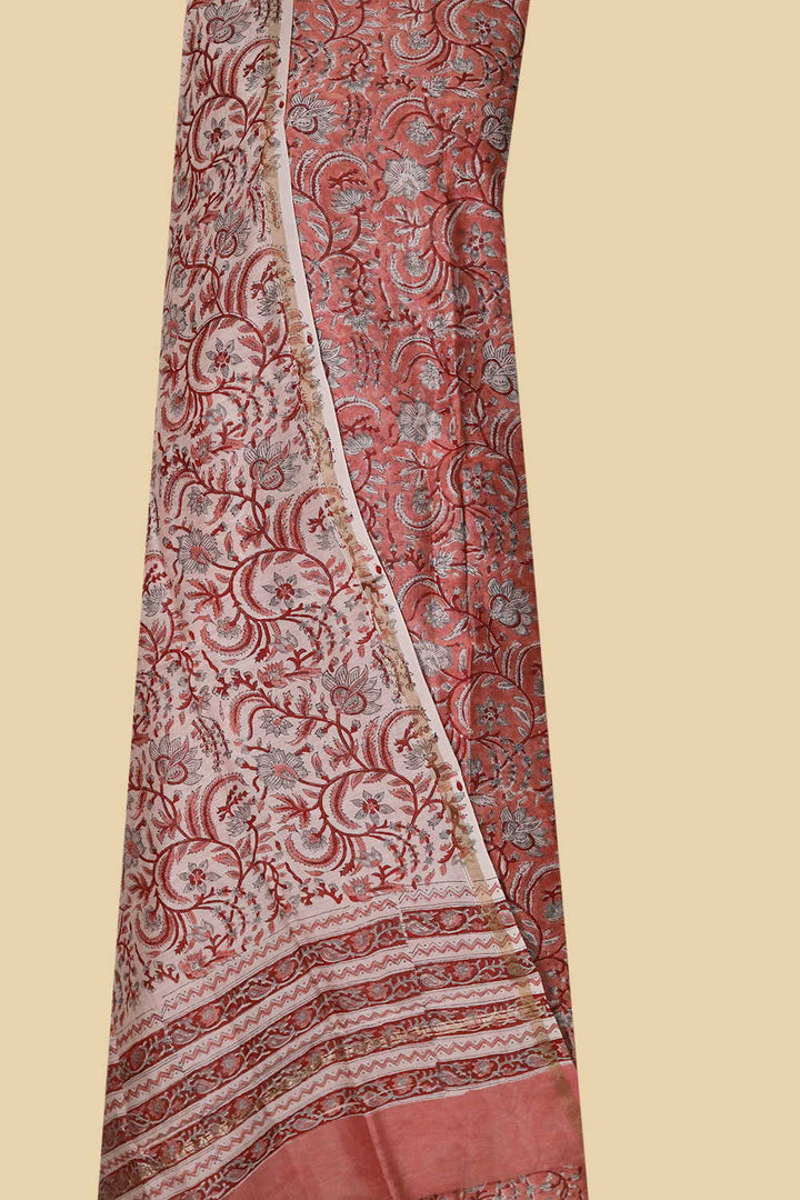 Botanical Motif Chanderi Silk Cotton Suit