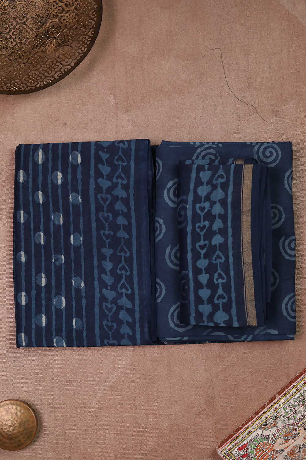 Indigo Chanderi Silk Cotton Suit
