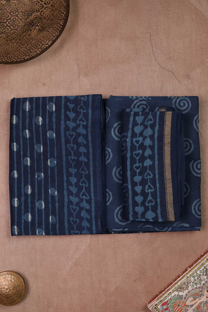 Indigo Chanderi Silk Cotton Suit