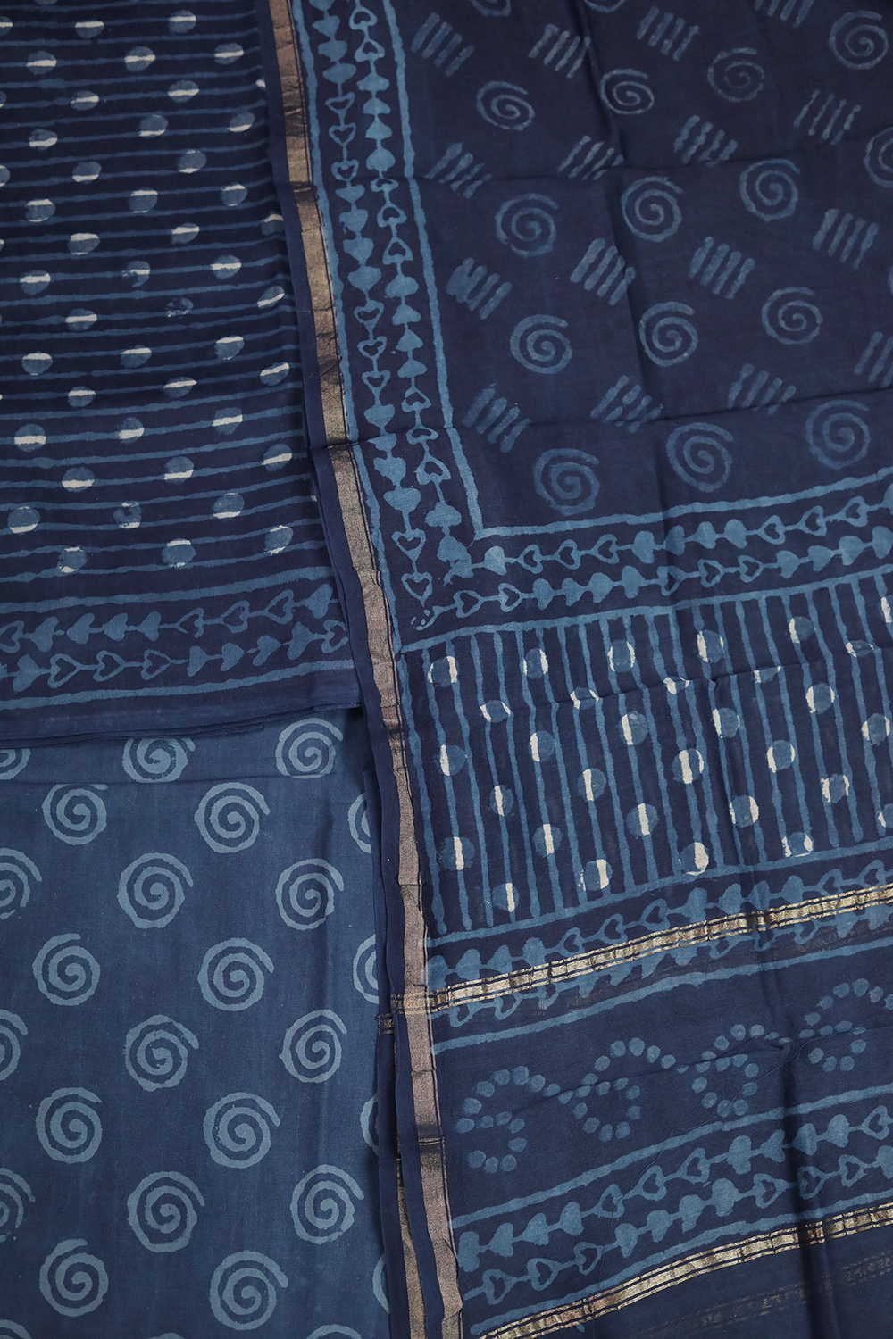 Indigo Chanderi Silk Cotton Suit