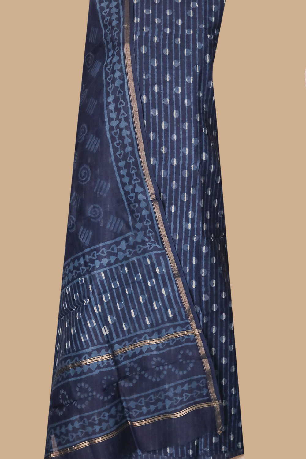 Indigo Chanderi Silk Cotton Suit