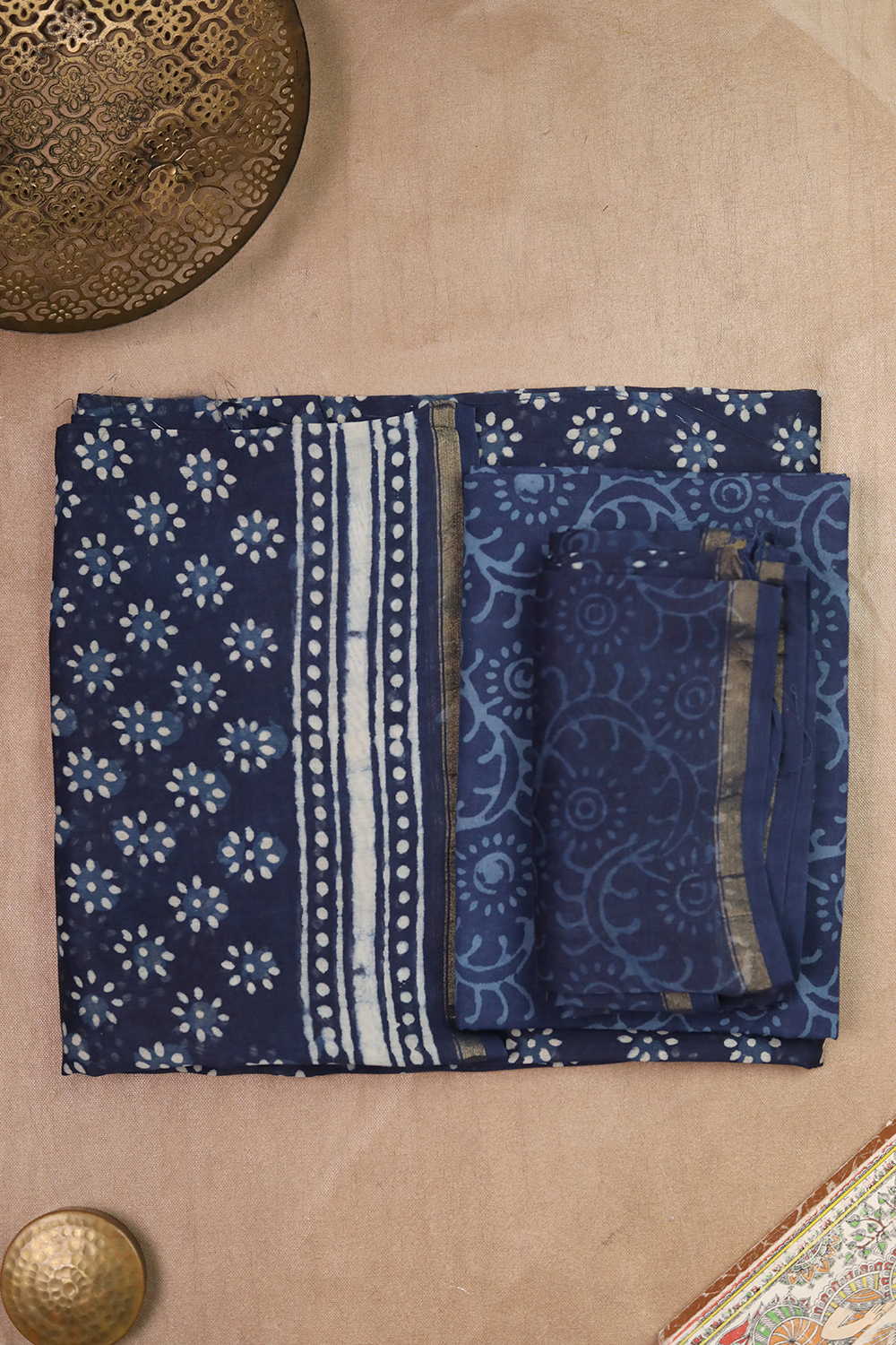 Deep Indigo Chanderi Silk Cotton Suit