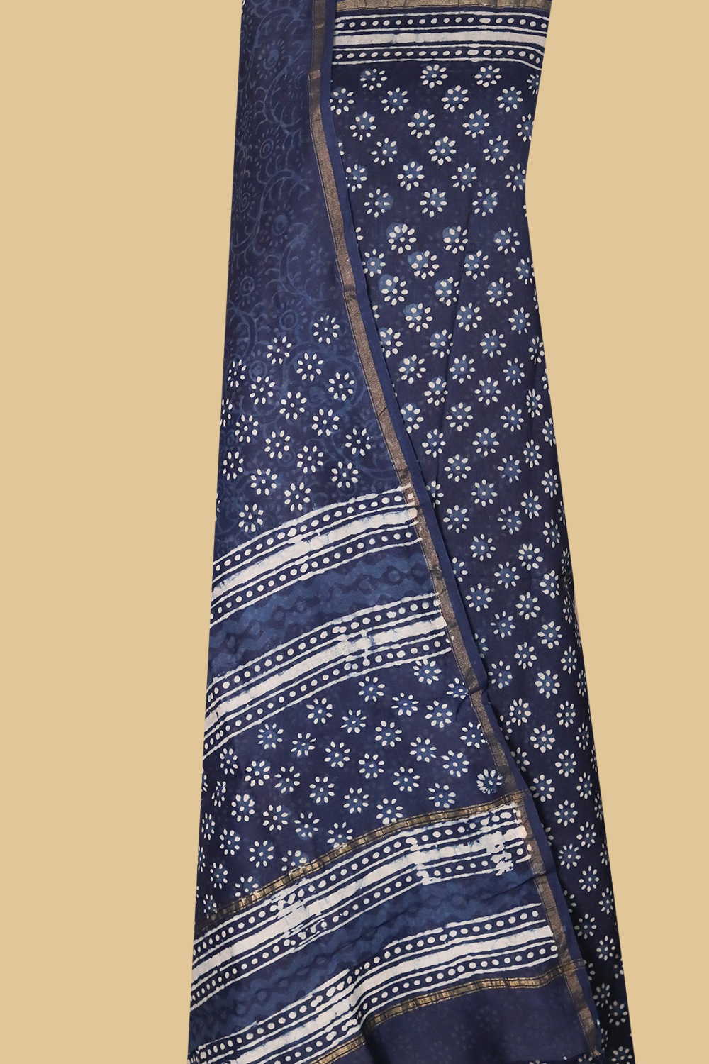 Deep Indigo Chanderi Silk Cotton Suit