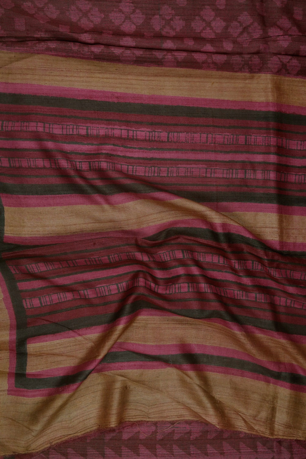 Garnet Maroon with Pink Half and Half Tussar silk Saree