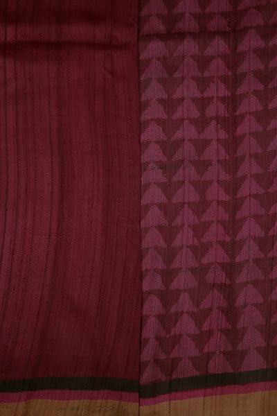 Garnet Maroon with Pink Half and Half Tussar silk Saree