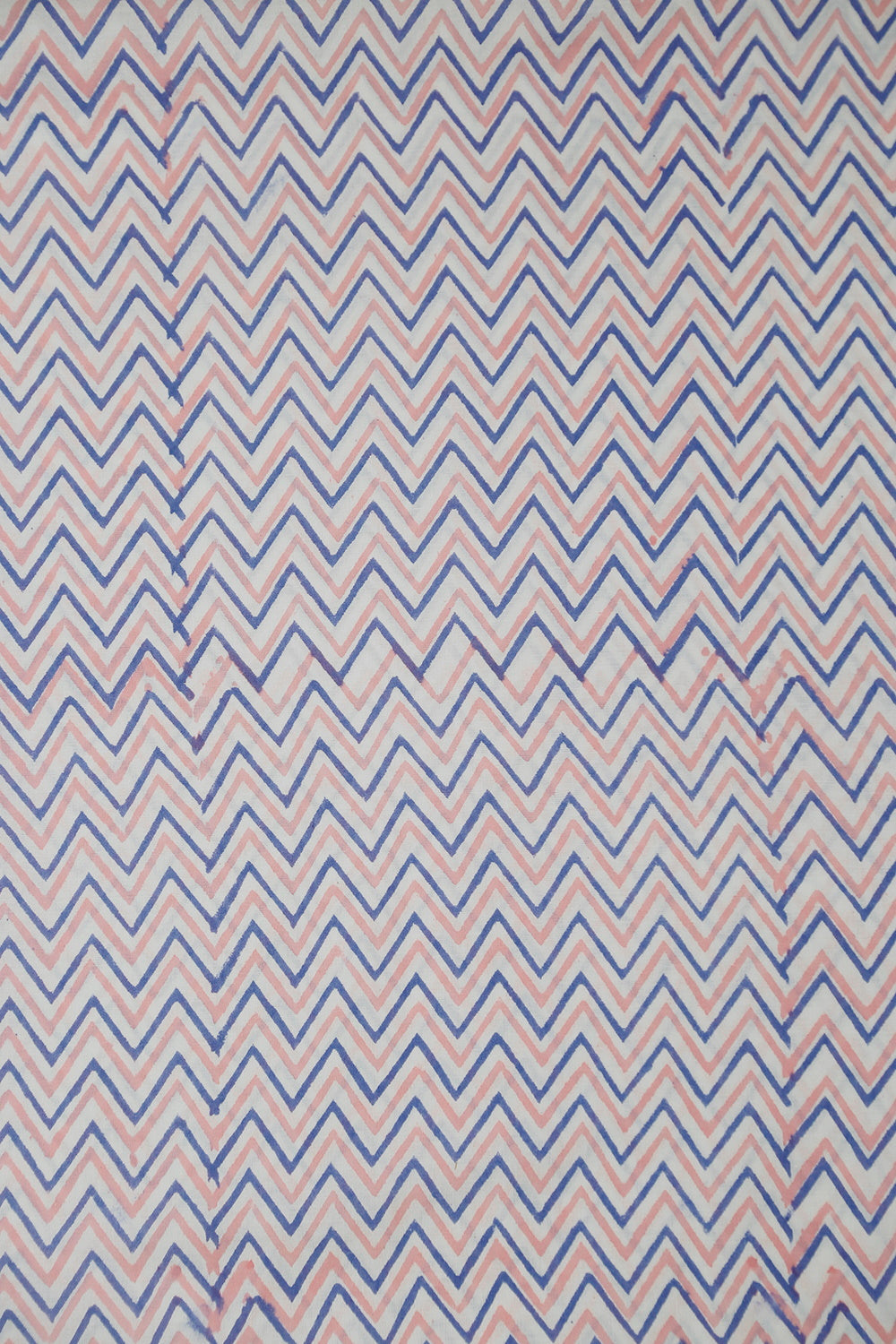 Pink & Blue Chevron Sanganeri Cotton Fabric - 0.7m