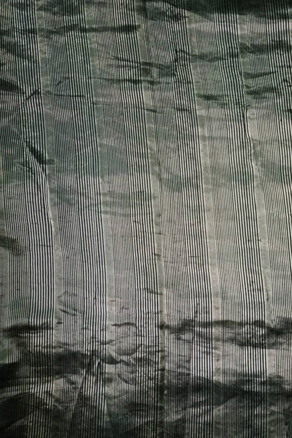 Silver Zari Stripe on Black Handwoven Silk Fabric