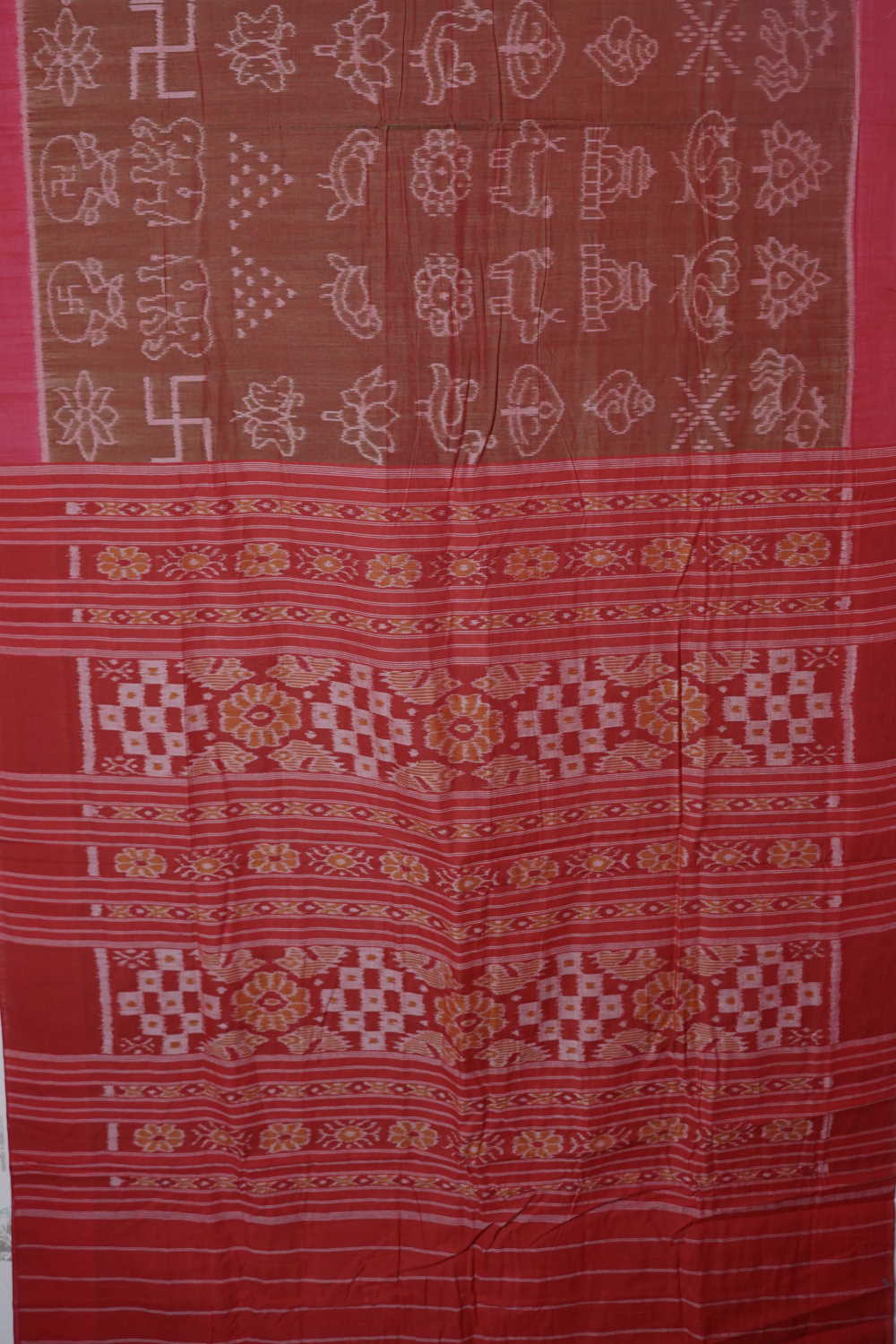 Twin Shaded Maroon Orissa Ikat Cotton saree