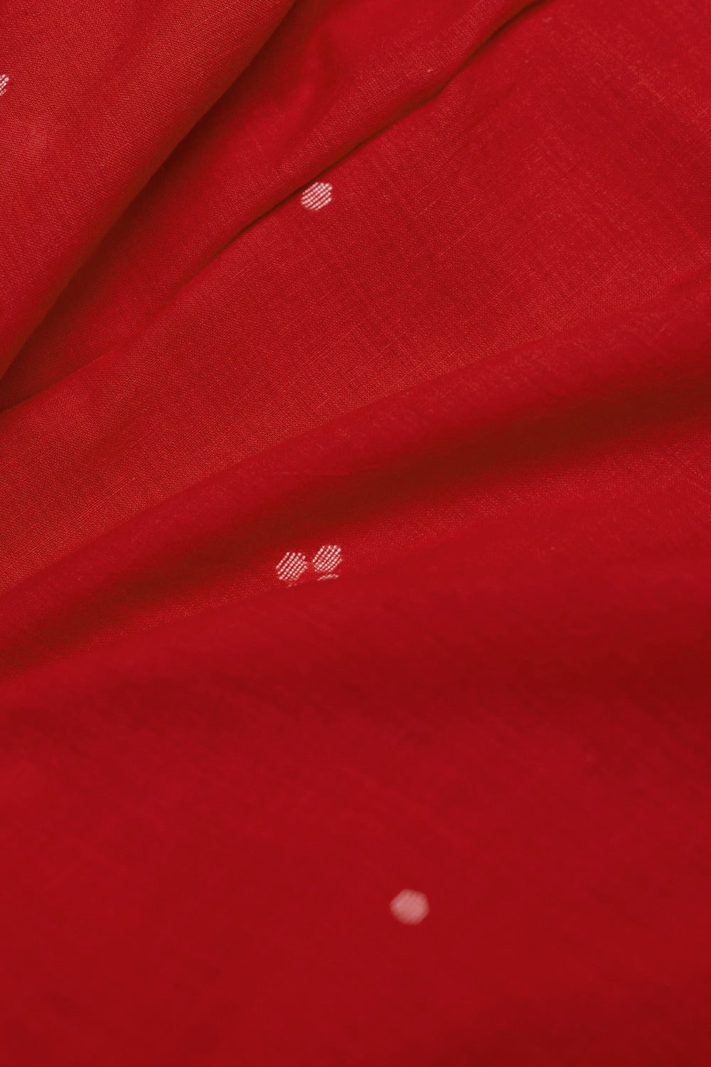 Cream Buttas on Dark Red Jamdani Cotton Fabric