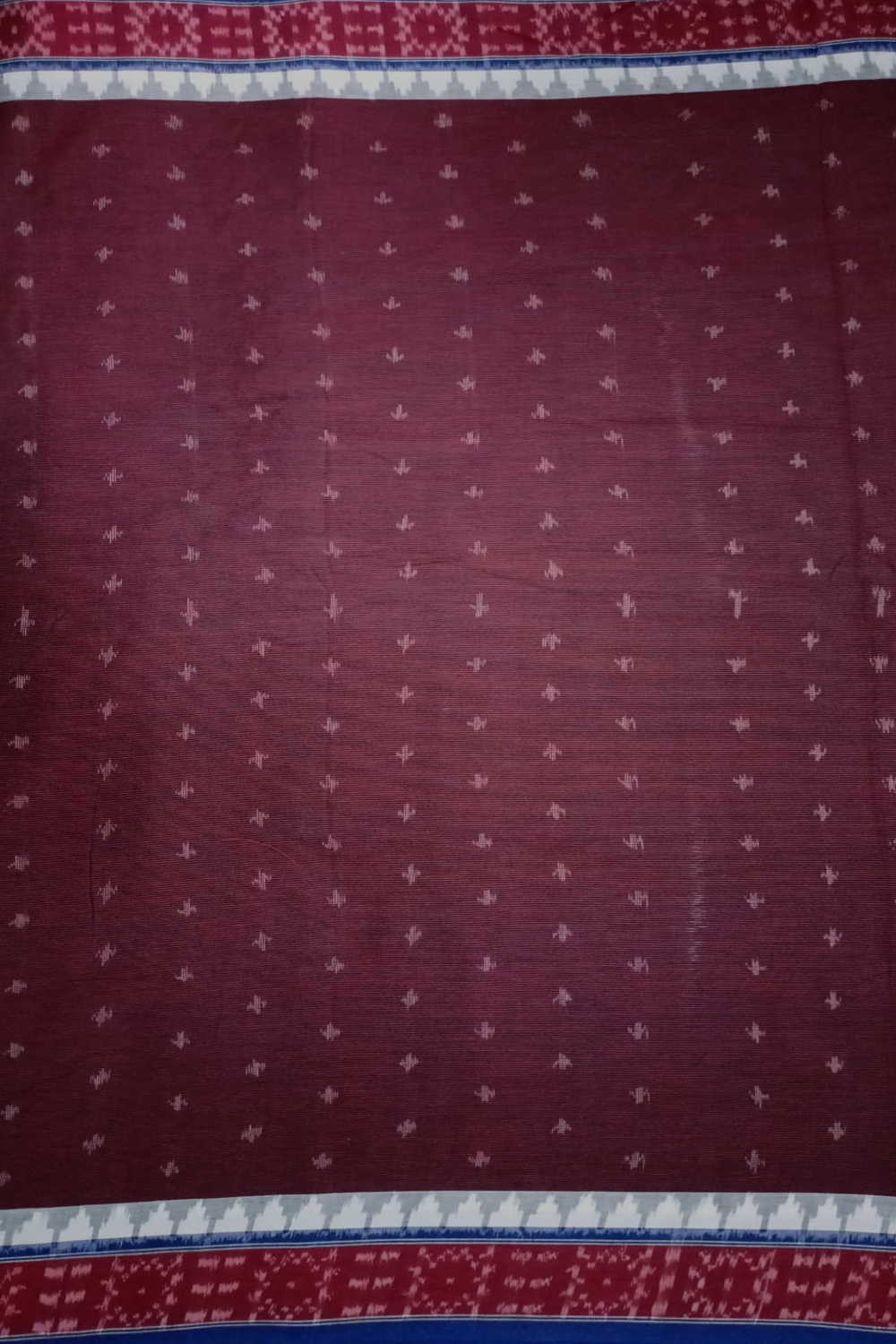 Maroon Shaded Ikat Cotton Fabric