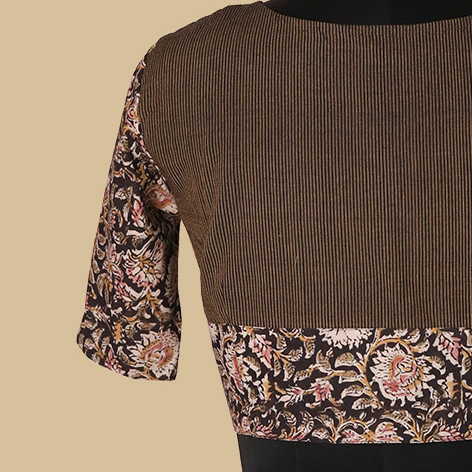Shruti - Night Garden Kalamkari Blouse  -32,34,36,38,40,42