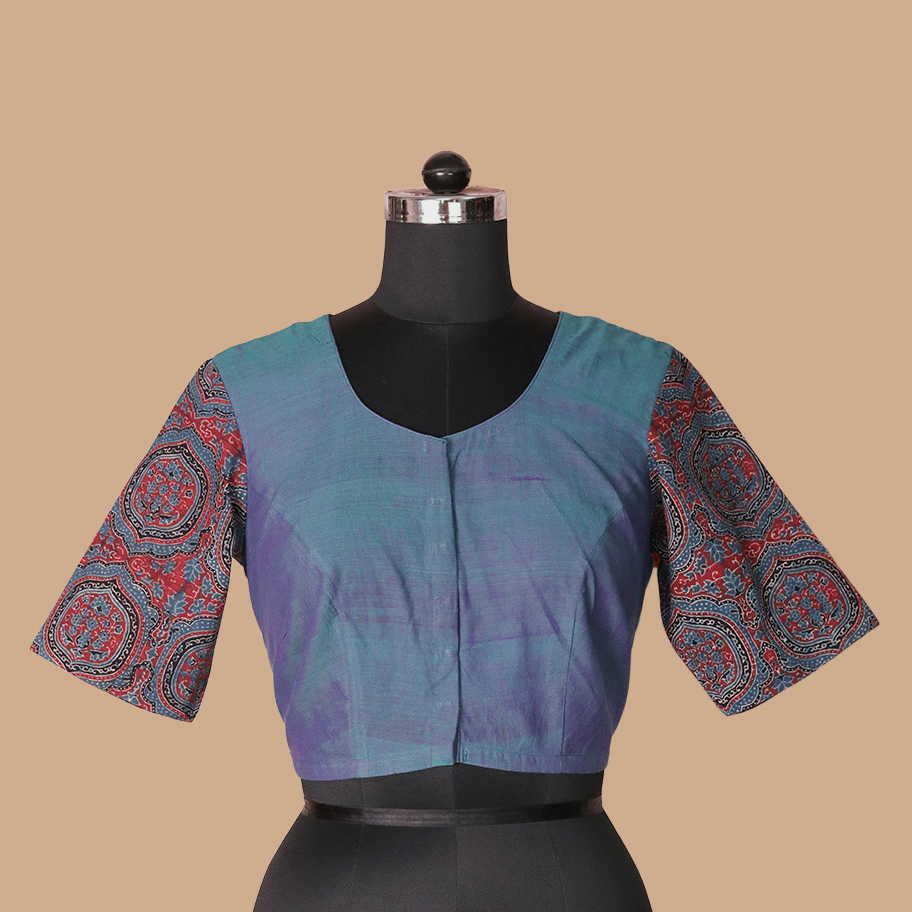 Shruti - Double shade Mangalagiri Ajrak Blouse -32,34,36,38,40,42