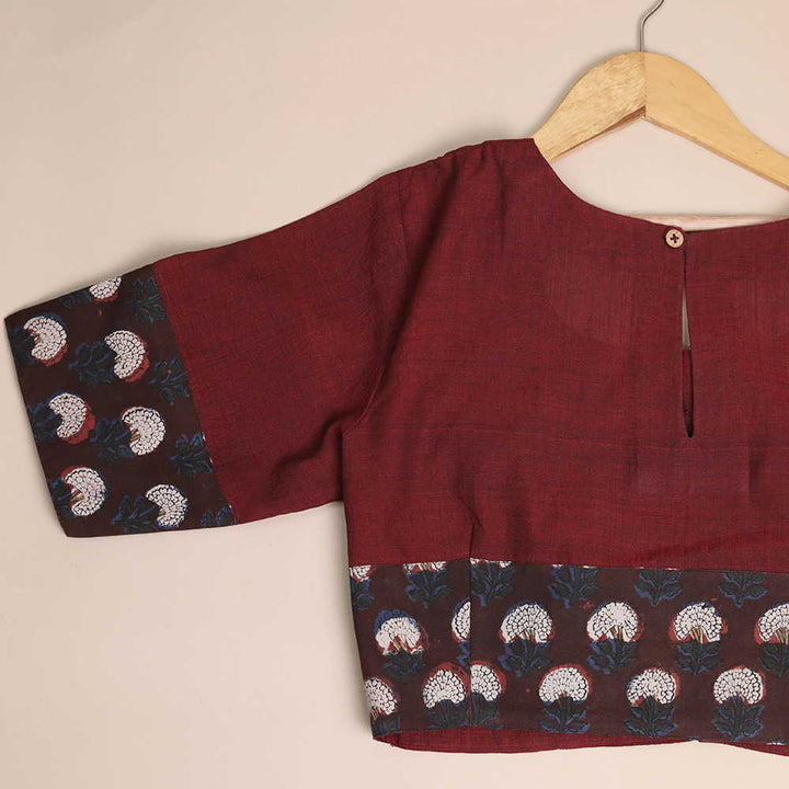Shruti - Maroon Mangalagiri Dabu Blouse -32,34,36,38,40,42