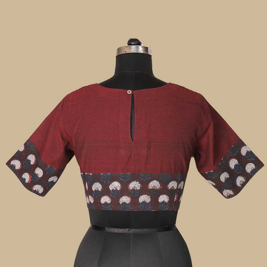 Shruti - Maroon Mangalagiri Dabu Blouse -32,34,36,38,40,42