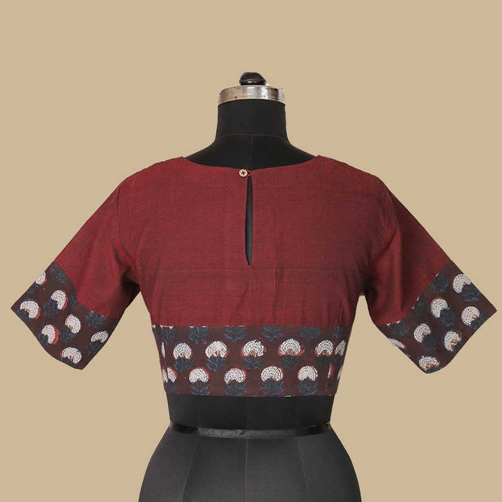 Shruti - Maroon Mangalagiri Dabu Blouse -32,34,36,38,40,42