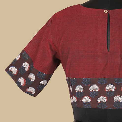 Shruti - Maroon Mangalagiri Dabu Blouse -32,34,36,38,40,42