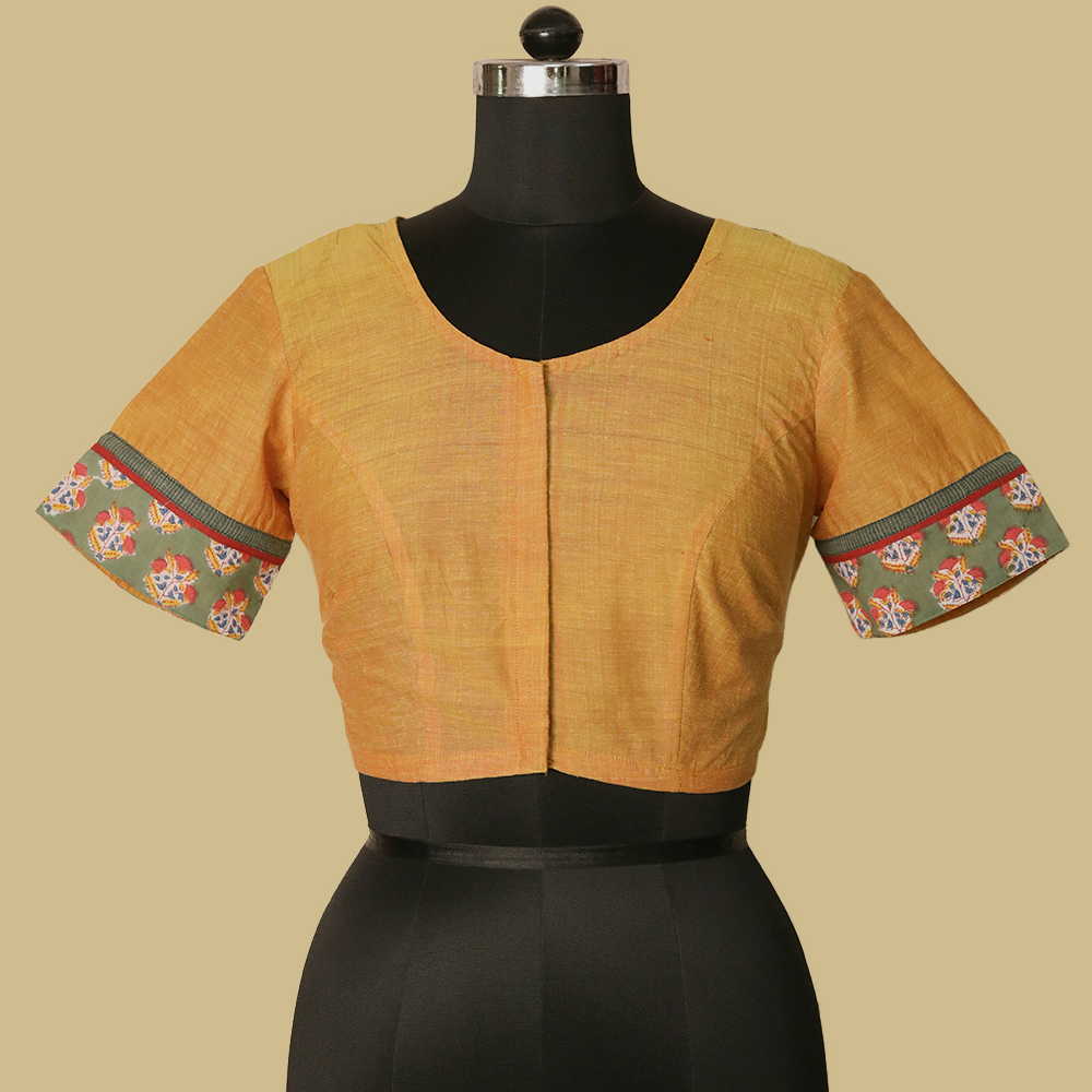 Shruti - Mango Yellow Patchwork Blouse -32,36,38,40,42
