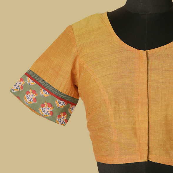 Shruti - Mango Yellow Patchwork Blouse -32,36,38,40,42