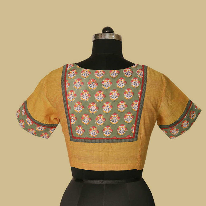 Shruti - Mango Yellow Patchwork Blouse -32,36,38,40,42