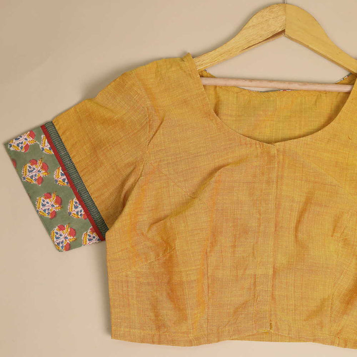 Shruti - Mango Yellow Patchwork Blouse -32,36,38,40,42