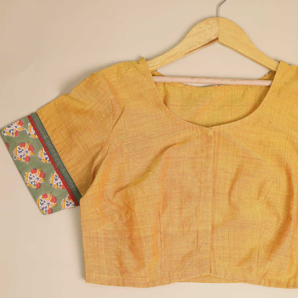 Shruti - Mango Yellow Patchwork Blouse -32,36,38,40,42