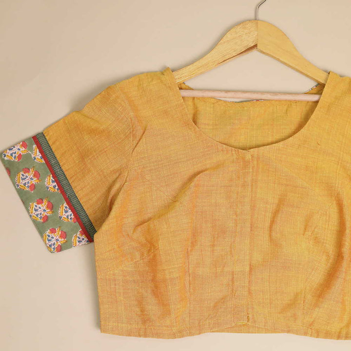 Shruti - Mango Yellow Patchwork Blouse -32,36,38,40,42