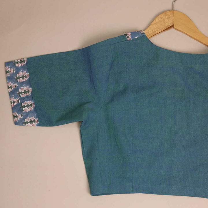 Shruti - Blue Green Mangalagiri Blouse - 32,34,36,38,40,42