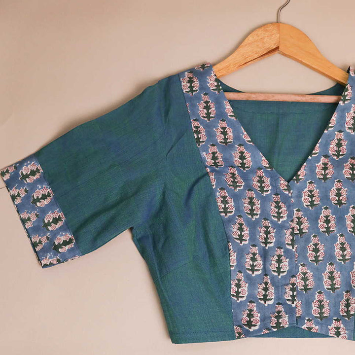 Shruti - Blue Green Mangalagiri Blouse - 32,34,36,38,40,42