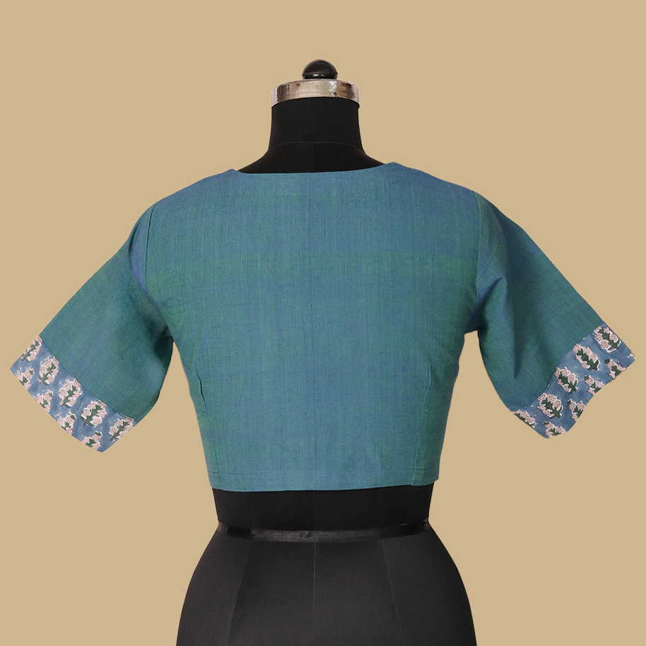 Shruti - Blue Green Mangalagiri Blouse - 32,34,36,38,40,42