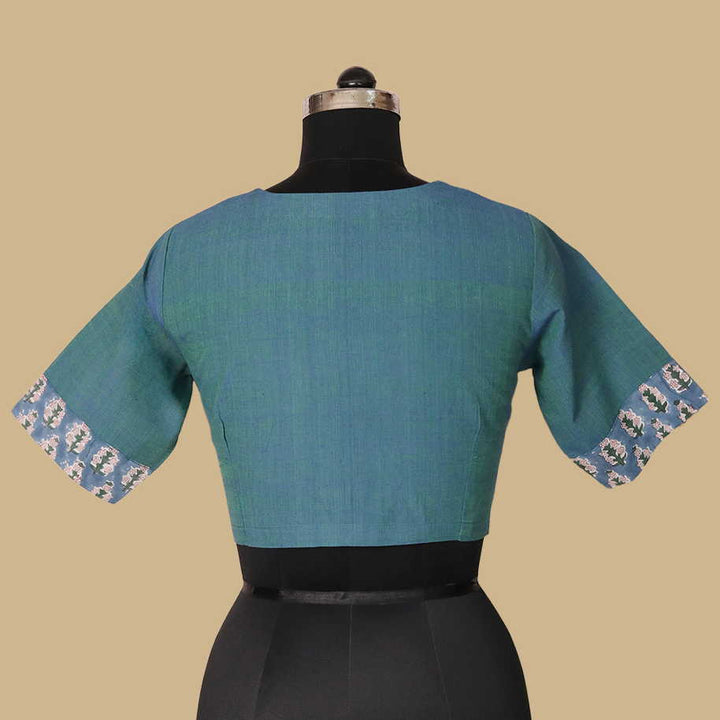 Shruti - Blue Green Mangalagiri Blouse - 32,34,36,38,40,42