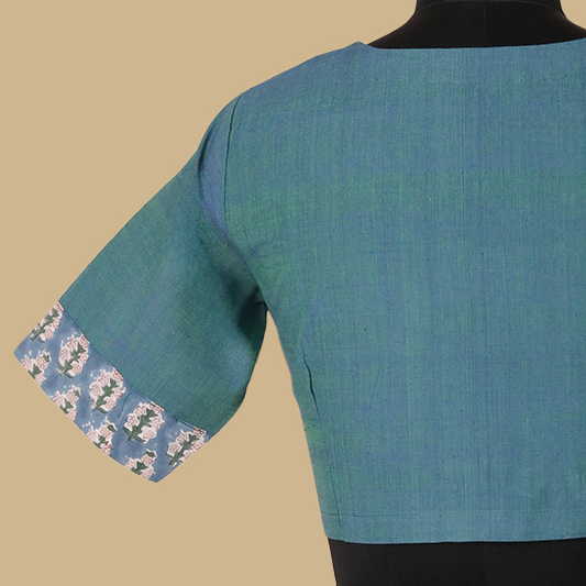 Shruti - Blue Green Mangalagiri Blouse - 32,34,36,38,40,42