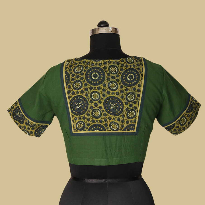 Shruti - Green Mangalagiri Patchwork Blouse -32,34,36,38,40,42