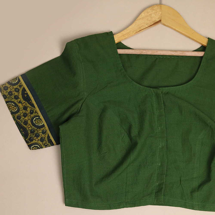 Shruti - Green Mangalagiri Patchwork Blouse -32,34,36,38,40,42