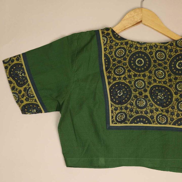 Shruti - Green Mangalagiri Patchwork Blouse -32,34,36,38,40,42