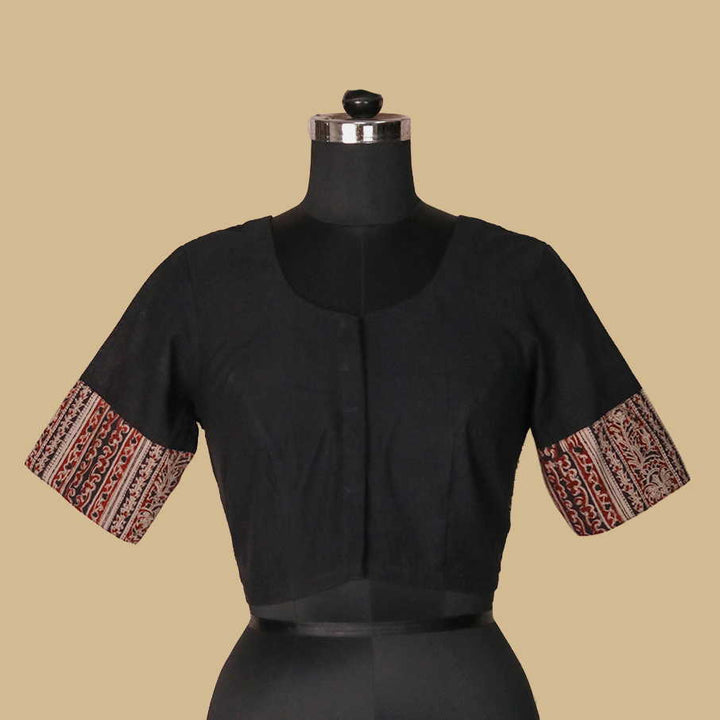Shruti - Pitch Black Kalamkari Blouse - 32,34,36,38,40,42